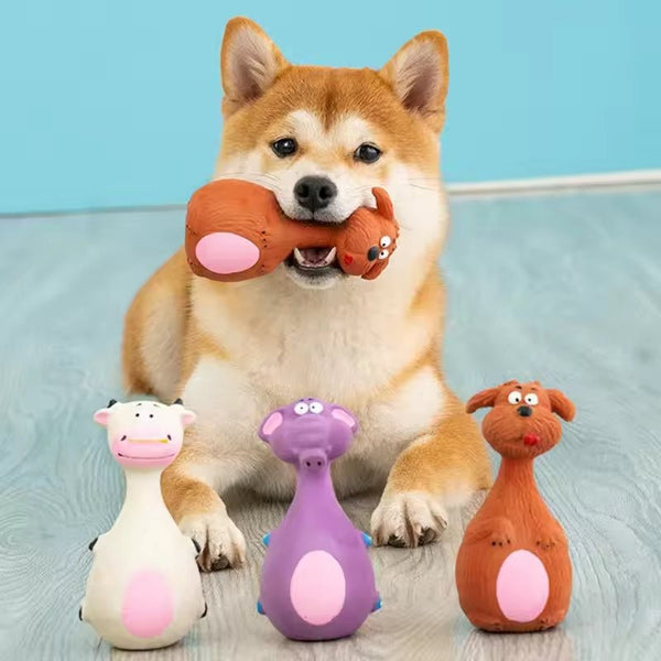 Latex Squeaky Dog Toys — 4-Pack Dental Chew Set - The Room Collective