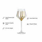 Hand Painted Gold Wine Glasses Set of 4 | Luxury Modern Stemware for Dinner Parties, Holidays & Gifts | Unique Decorative Wine Glass Set | Hand Wash Only