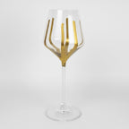 Hand Painted Gold Wine Glasses Set of 4 | Luxury Modern Stemware for Dinner Parties, Holidays & Gifts | Unique Decorative Wine Glass Set | Hand Wash Only