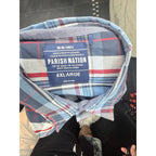 Parish Nation Men's 4XL Blue and Red Plaid Short Sleeve Button Down Shirt Parish Nation