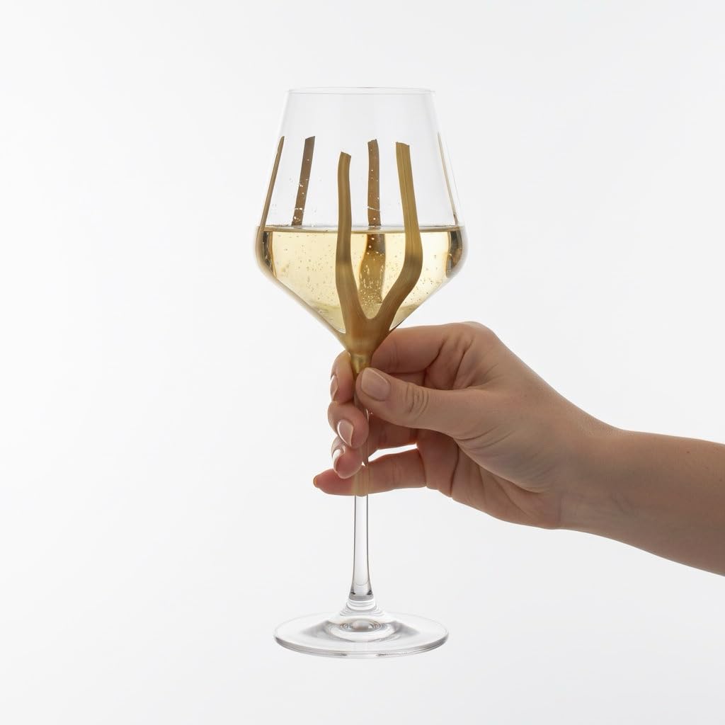 Hand Painted Gold Wine Glasses Set of 4 | Luxury Modern Stemware for Dinner Parties, Holidays & Gifts | Unique Decorative Wine Glass Set | Hand Wash Only