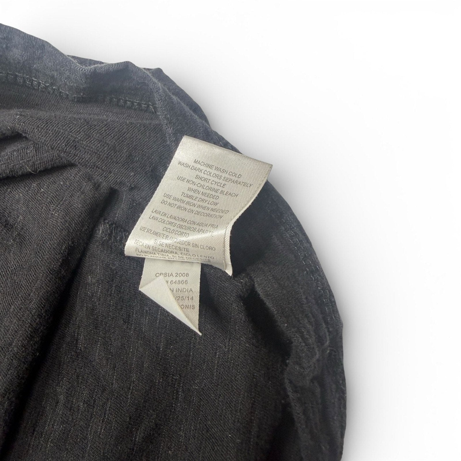 M.C.2 Black 100% Cotton V-Neck Pocket T-Shirt with Zipper Detail Size XL
