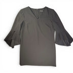 Tahari Arthur S. Levine Black V-Neck Tiered Bell Sleeve Shift Dress