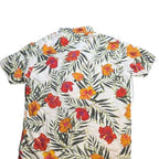 Reserva Men's White Tropical Hibiscus Floral Short Sleeve Linen Shirt