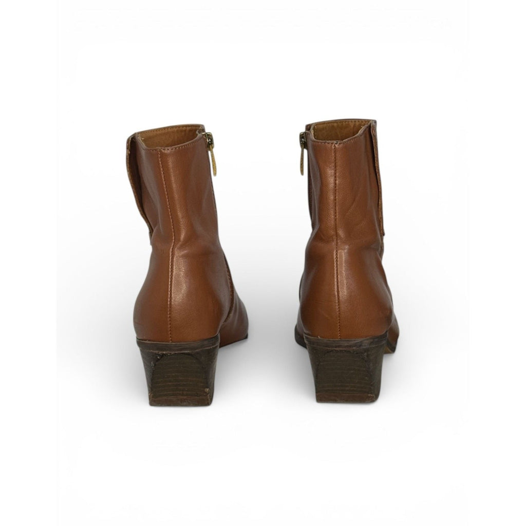 Franco Sarto Women's Cognac Leather Pointed Toe Ankle Booties