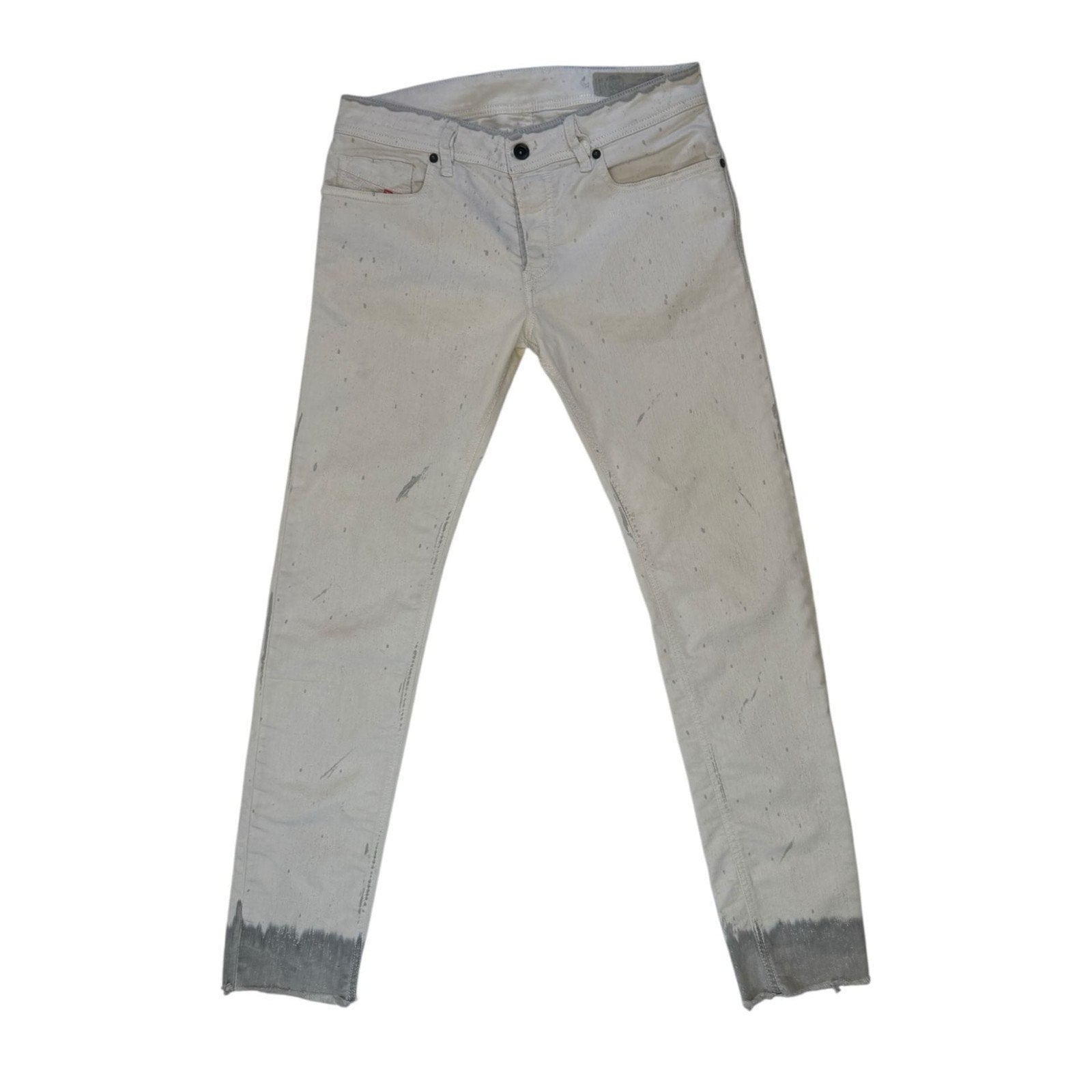 Diesel Men's Sleenker Slim Skinny Paint Splatter White Jeans Size 30