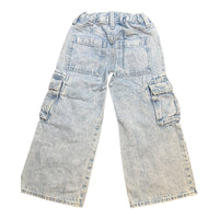 Old Navy Girls High-Rise Baggy Wide-Leg Light Wash Cargo Jeans