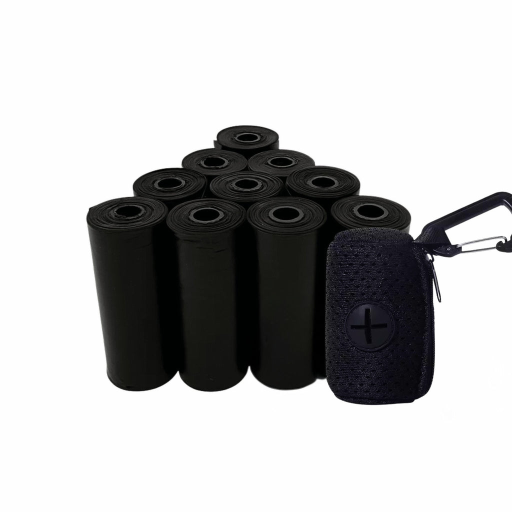Dog Poop Bags with Dispenser – 150 Count Leak-Proof Pet Waste Bags, 10 Refill Rolls, Unscented & Tear-Resistant – Includes Fabric Cylinder or Plastic Bone Dispenser