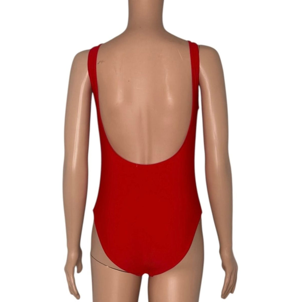 Classic Red Scoop Neck Low Back One Piece Swimsuit