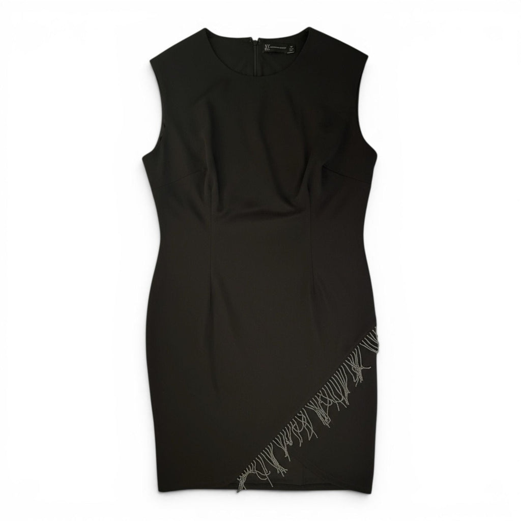 New York & Company Black Sleeveless Chain Fringe Hem Sheath Dress Size 3X