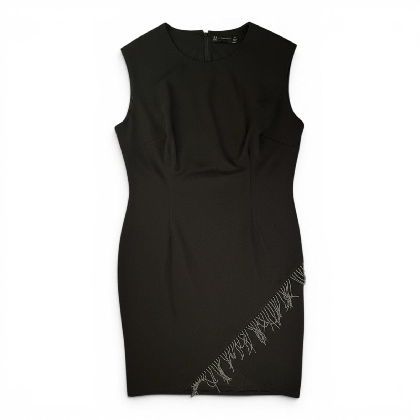 New York & Company Black Sleeveless Chain Fringe Hem Sheath Dress Size 3X