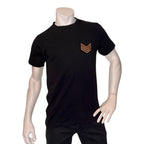 Lords & Fools Paris Black Cotton T-Shirt with Chevron Rank Patch