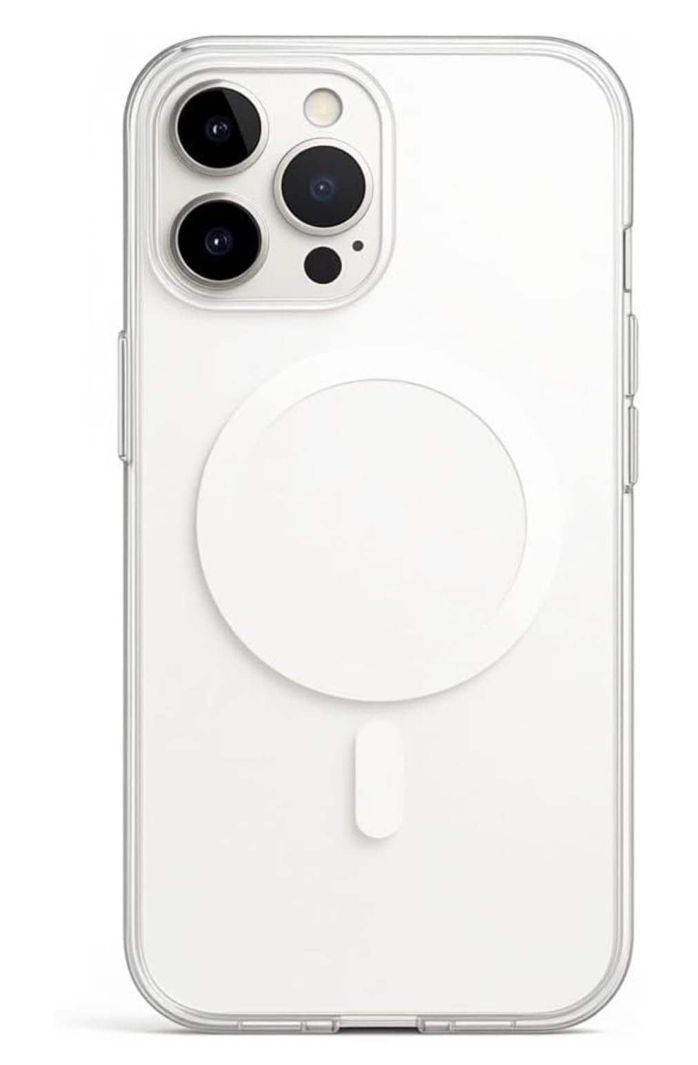 Clear Magnetic Cell Phone Case, Transparent Slim Protective Cover with Magnetic Ring, Wireless Charging Compatible for iPhone