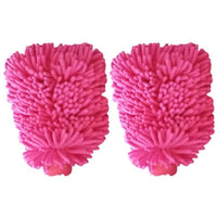 Chenille Microfiber Car Wash Mitt (2 Pack) – Dual-Sided Ultra-Soft Scratch-Free Cleaning Glove with Elastic Cuff, Highly Absorbent for Cars, Trucks, Boats & Auto Detailing (Pink)