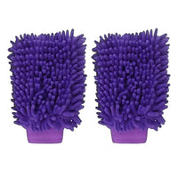 Chenille Microfiber Car Wash Mitt (2 Pack) – Dual-Sided Ultra-Soft Scratch-Free Cleaning Glove with Elastic Cuff, Highly Absorbent for Cars, Trucks, Boats & Auto Detailing (Purple)