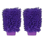 Chenille Microfiber Car Wash Mitt (2 Pack) – Dual-Sided Ultra-Soft Scratch-Free Cleaning Glove with Elastic Cuff, Highly Absorbent for Cars, Trucks, Boats & Auto Detailing (Purple)