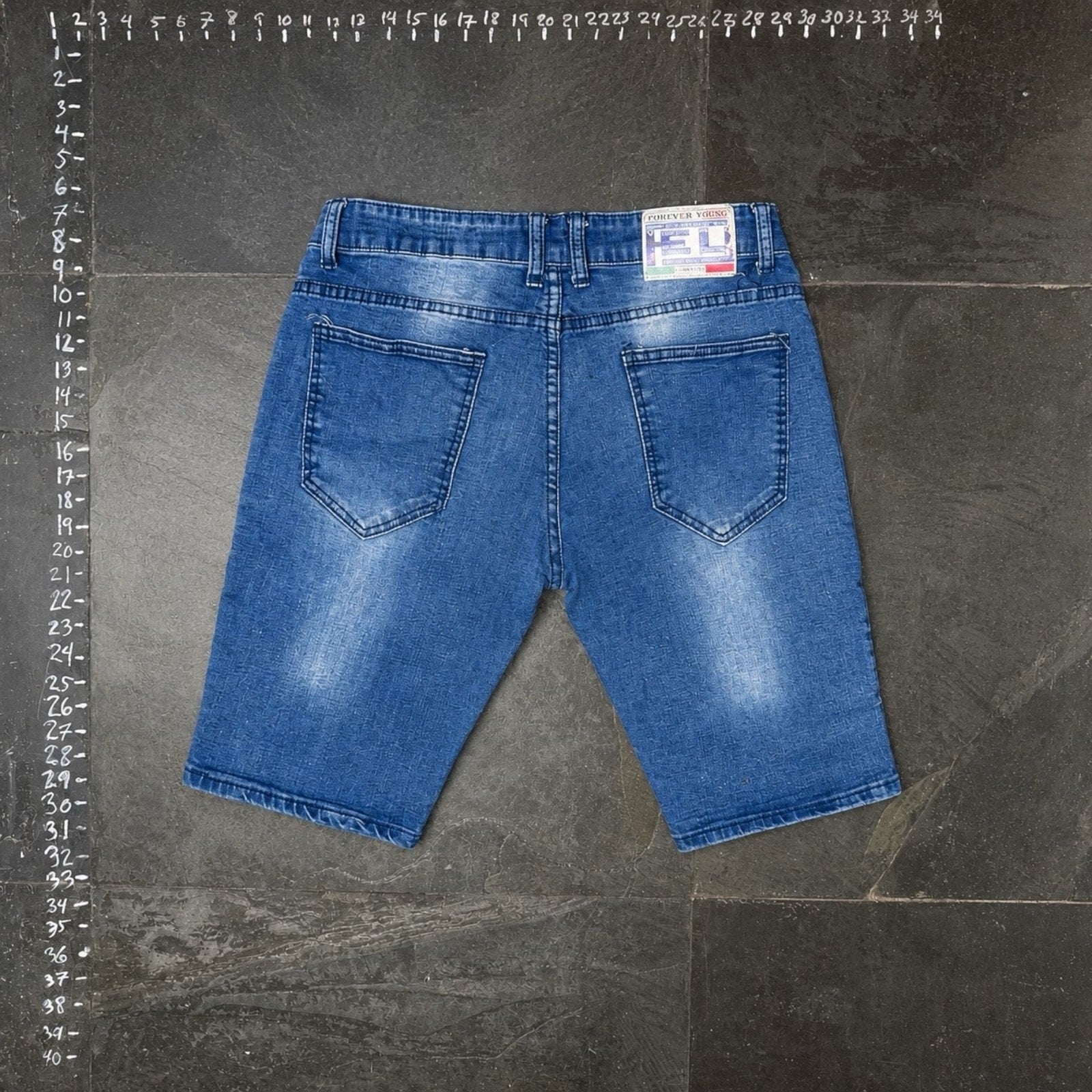 Forever Young Euro Jeans Moto Biker Denim Shorts