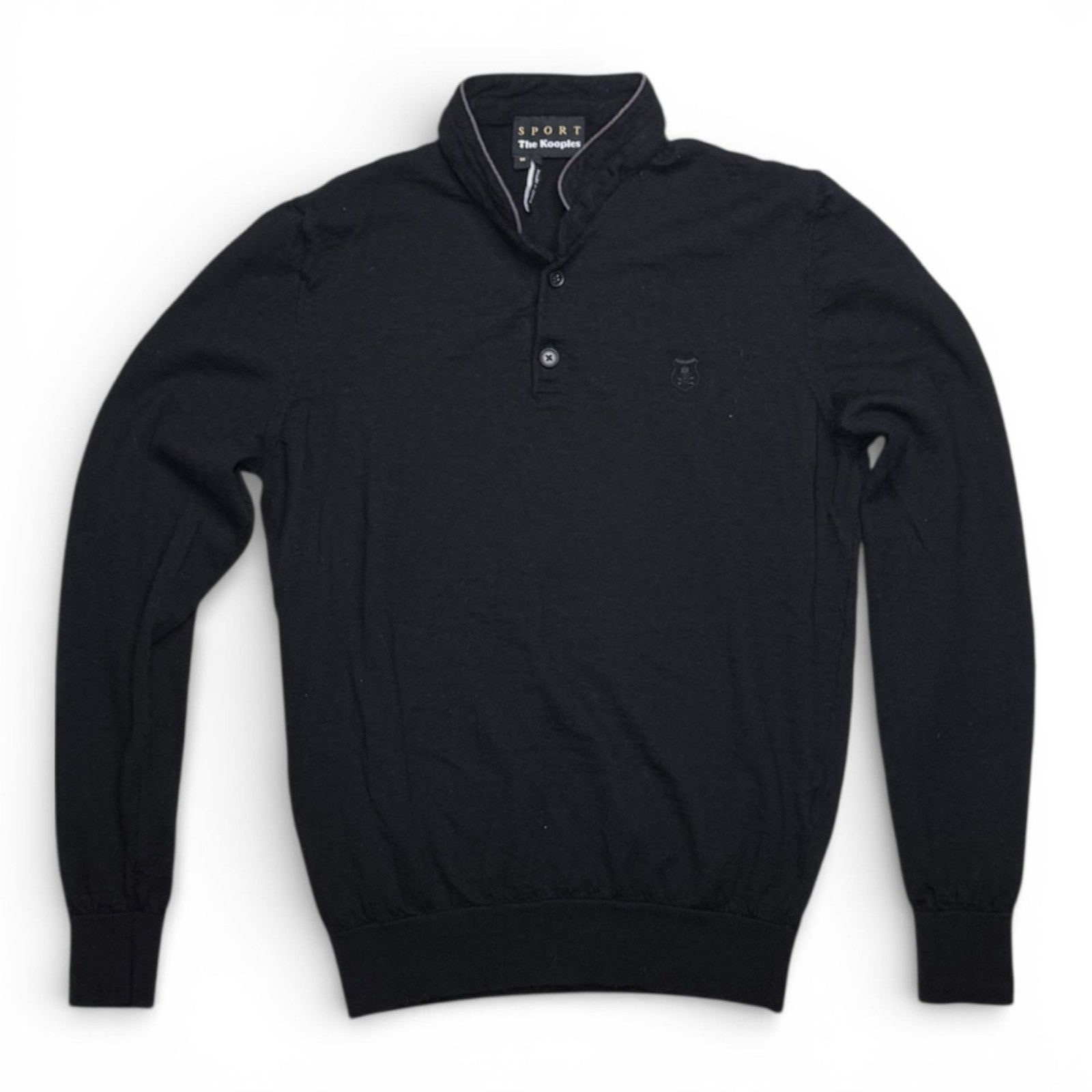The Kooples Sport Men's Black Long Sleeve Knit Henley Sweater