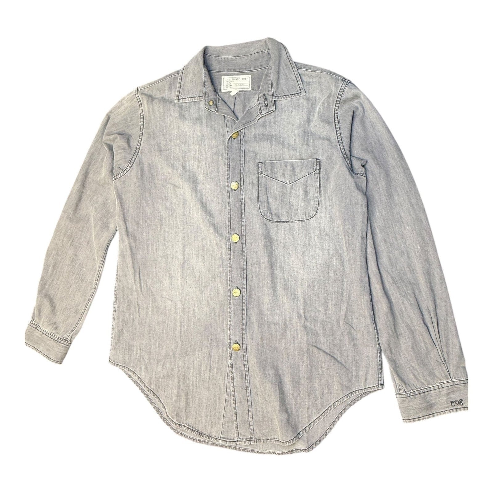 Current/Elliott The Prep School Gray Denim Button Up Shirt