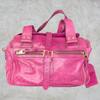 Mulberry Mabel Fuchsia Pink Antiqued Leather Satchel Shoulder Bag