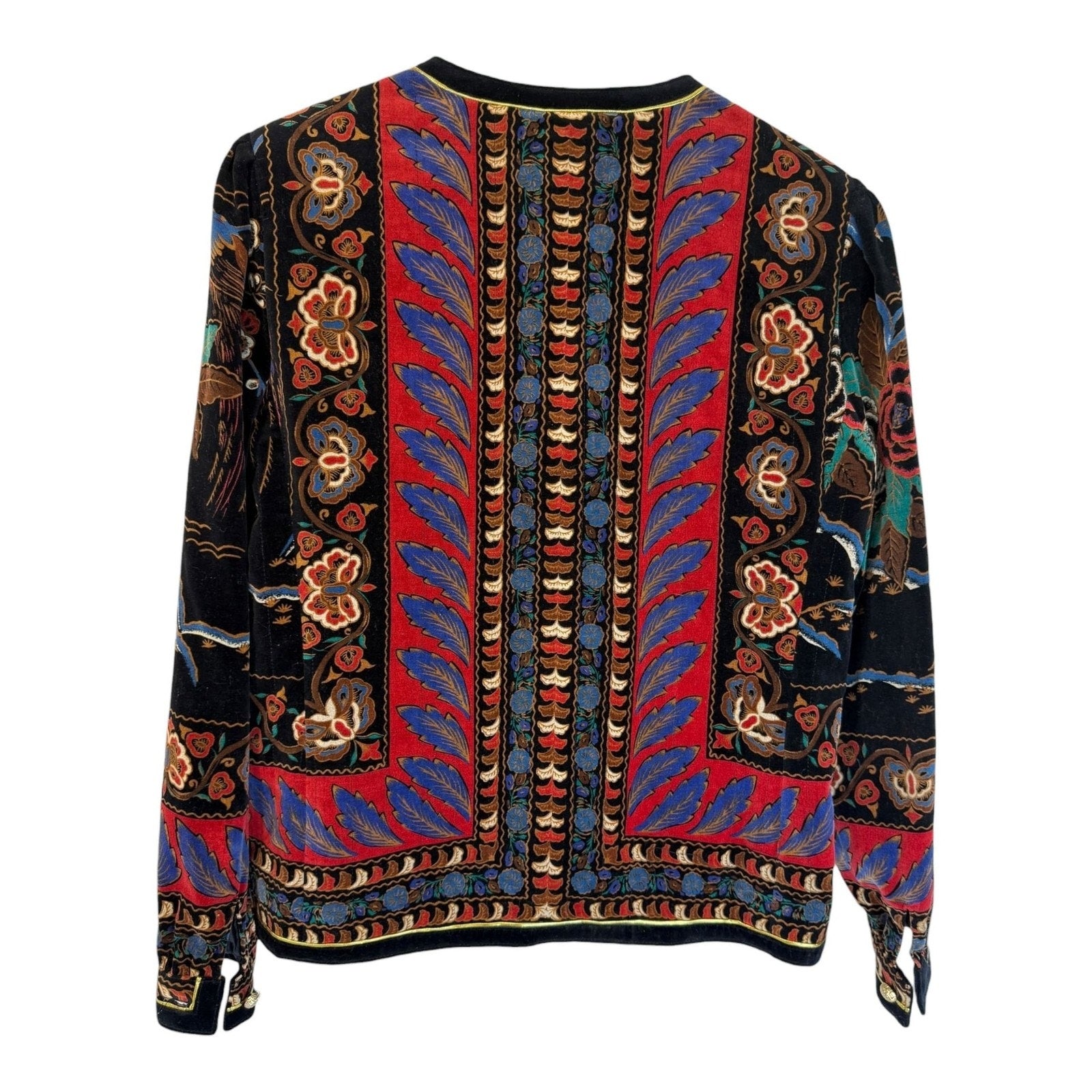 80s Saxton Hall Velvet Quilted Boho Oriental Floral Jacket