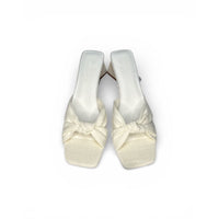 Princess Polly Brielle Knot Detail Block Heel Mules in White