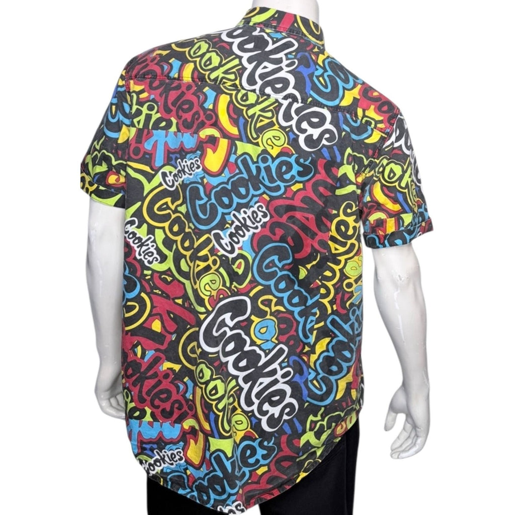 Cookies SF Stack It Up Graffiti All Over Print Short Sleeve Button Up Shirt