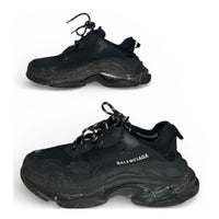 Balenciaga Triple S Black Mesh and Leather Chunky Sneakers