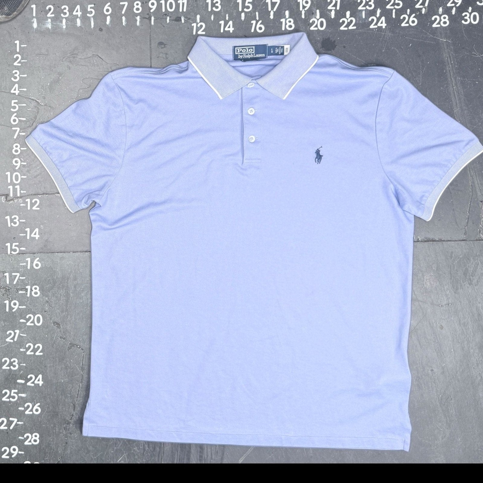 Polo Ralph Lauren Light Blue Custom Slim Fit Tipped Piqué Polo Shirt