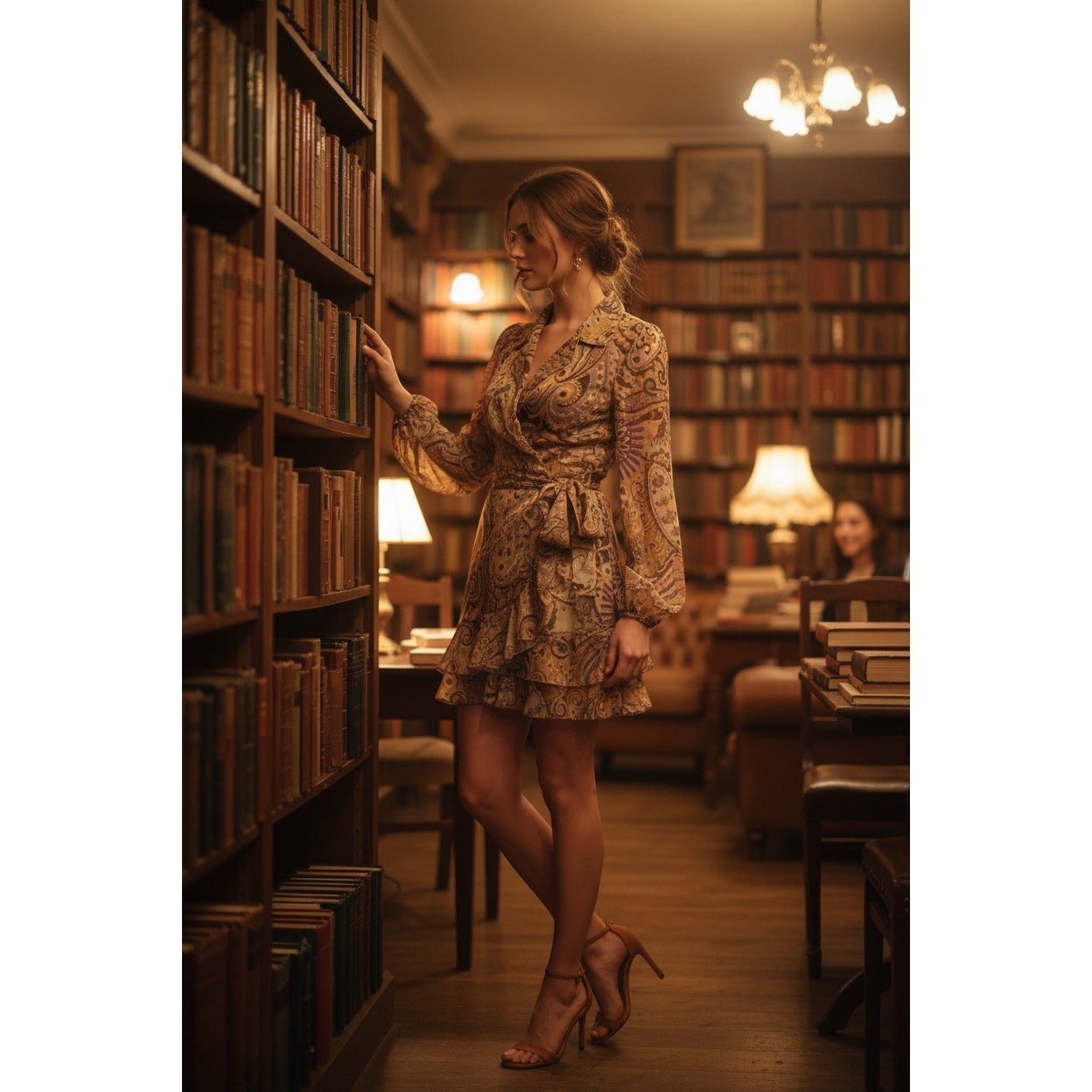 Zara Boho Paisley Mini Dress with Tiered Ruffles and Tie Waist