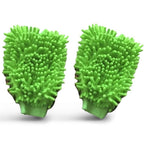 Chenille Microfiber Car Wash Mitt (2 Pack) – Dual-Sided Ultra-Soft Scratch-Free Cleaning Glove with Elastic Cuff, Highly Absorbent for Cars, Trucks, Boats & Auto Detailing (Green)