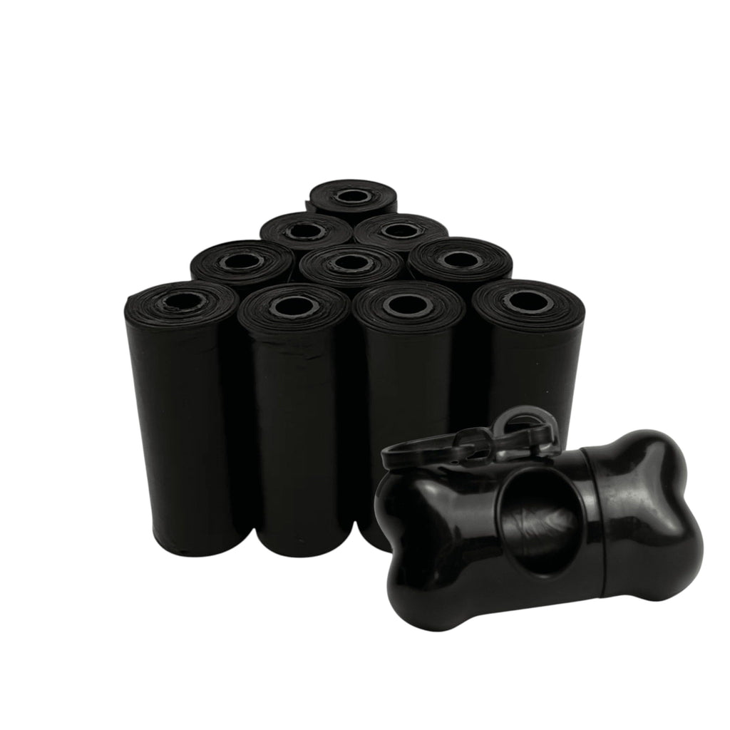 Dog Poop Bags with Dispenser – 150 Count Leak-Proof Pet Waste Bags, 10 Refill Rolls, Unscented & Tear-Resistant – Includes Fabric Cylinder or Plastic Bone Dispenser