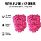 Chenille Microfiber Car Wash Mitt (2 Pack) – Dual-Sided Ultra-Soft Scratch-Free Cleaning Glove with Elastic Cuff, Highly Absorbent for Cars, Trucks, Boats & Auto Detailing (Dark Blue)