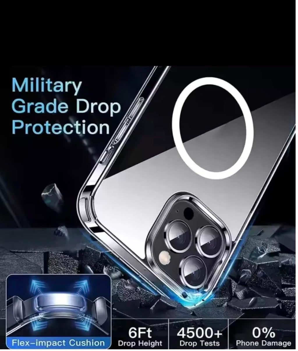 Clear Magnetic Cell Phone Case, Transparent Slim Protective Cover with Magnetic Ring, Wireless Charging Compatible for iPhone