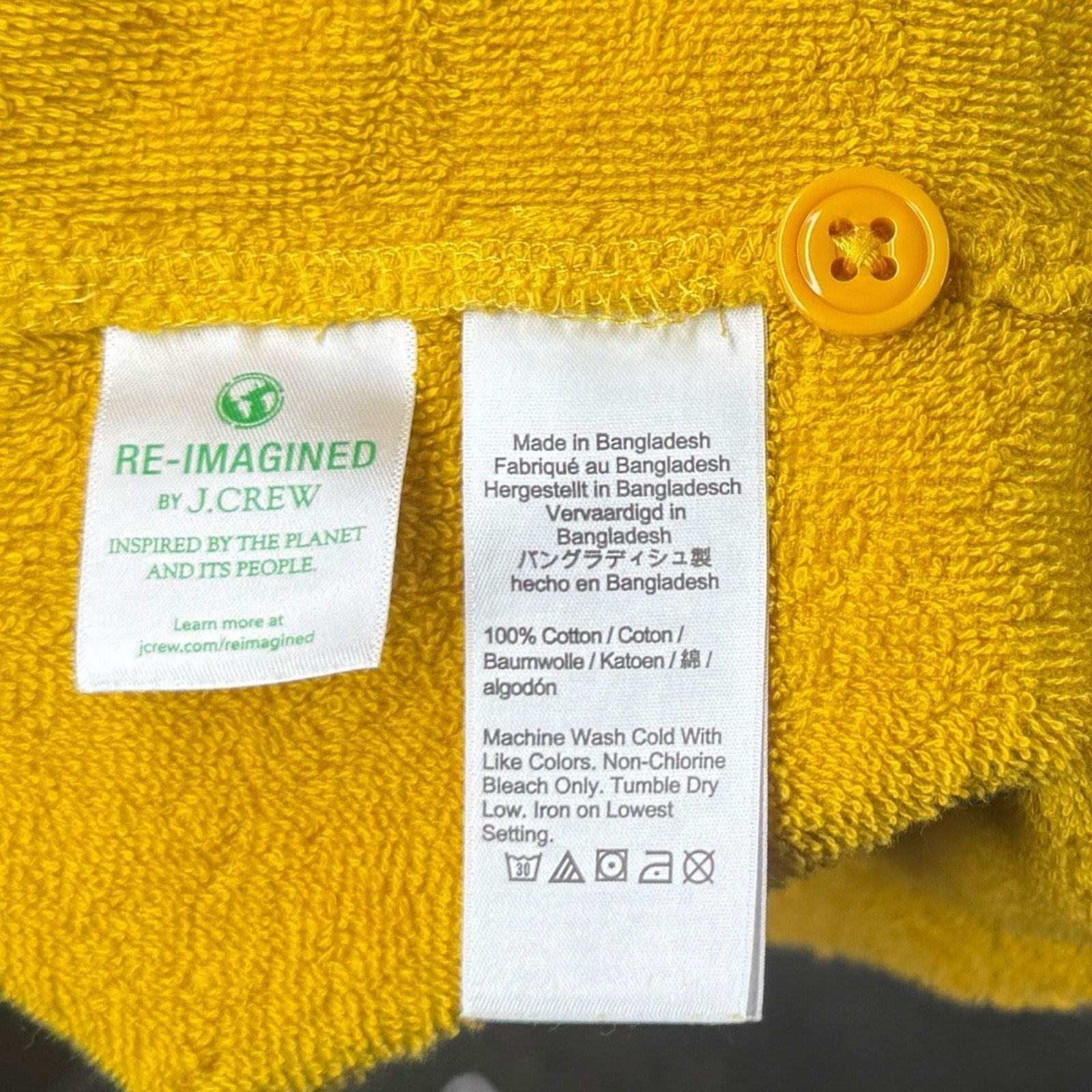 J.Crew Short-Sleeve Terry Cloth Dock Shirt Yellow Size XL J.Crew