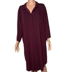 Eileen Fisher Organic Cotton Interlock Long Sleeve Sleep Robe in Burgundy