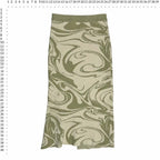4th + Reckless Size S Green Swirl Print Knit Midi Skirt