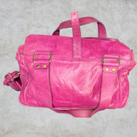 Mulberry Mabel Fuchsia Pink Antiqued Leather Satchel Shoulder Bag