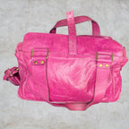 Mulberry Mabel Fuchsia Pink Antiqued Leather Satchel Shoulder Bag