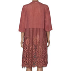 Ember Women's Dusty Rose Open Front Lace Hem Kimono Cardigan - Size M