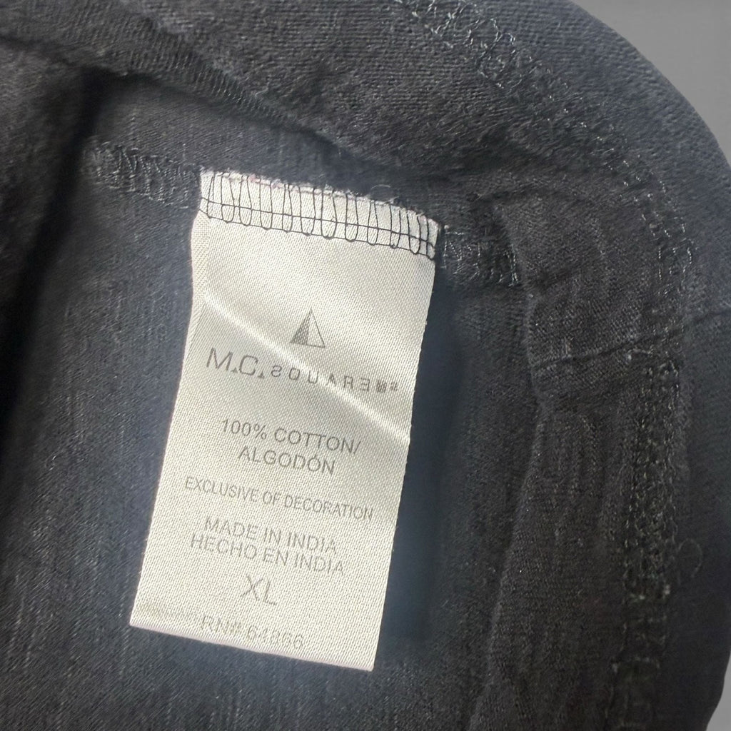 M.C.2 Black 100% Cotton V-Neck Pocket T-Shirt with Zipper Detail Size XL
