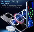 Clear Magnetic Cell Phone Case, Transparent Slim Protective Cover with Magnetic Ring, Wireless Charging Compatible for iPhone