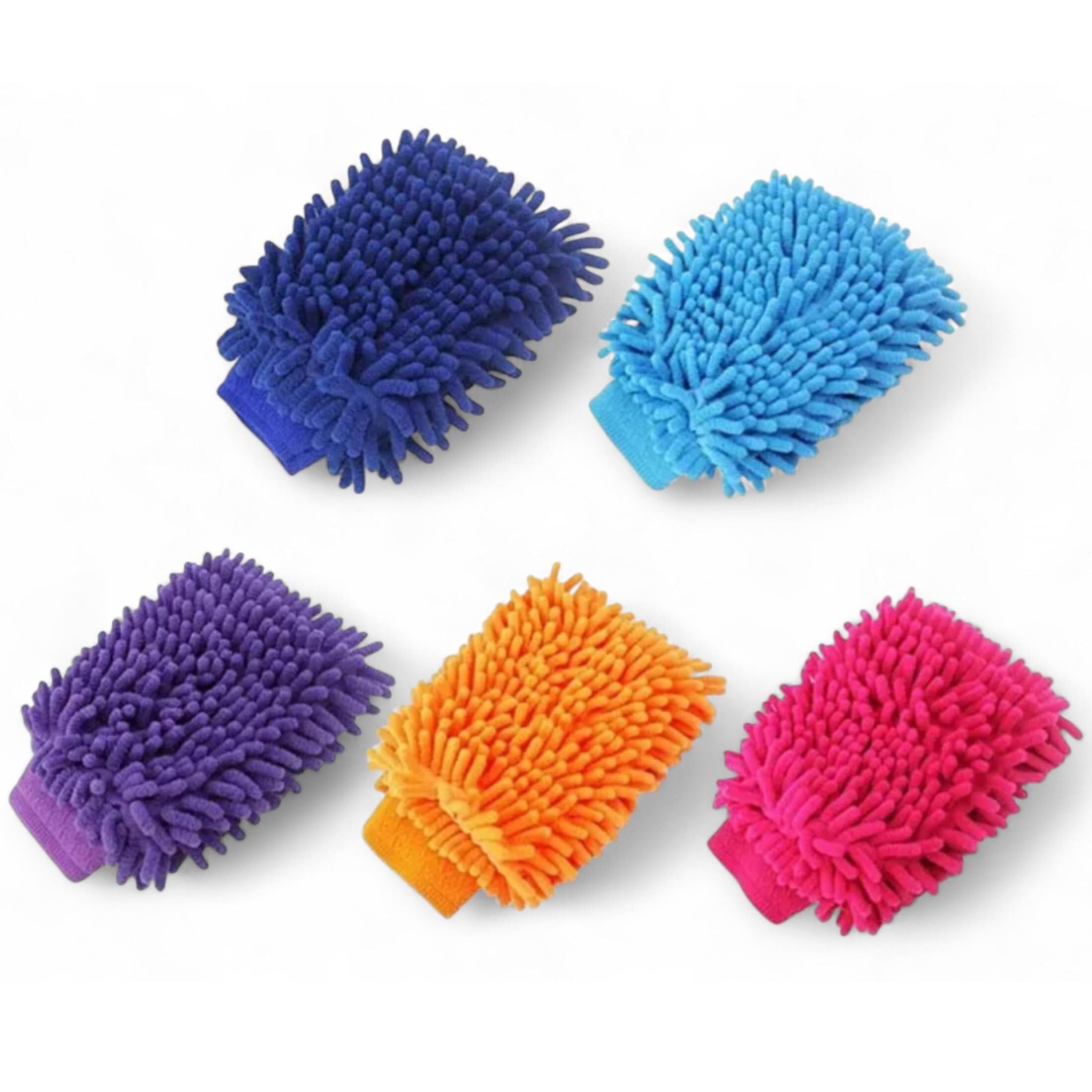 Chenille Microfiber Car Wash Mitt (2 Pack) – Dual-Sided Ultra-Soft Scratch-Free Cleaning Glove with Elastic Cuff, Highly Absorbent for Cars, Trucks, Boats & Auto Detailing (Purple)
