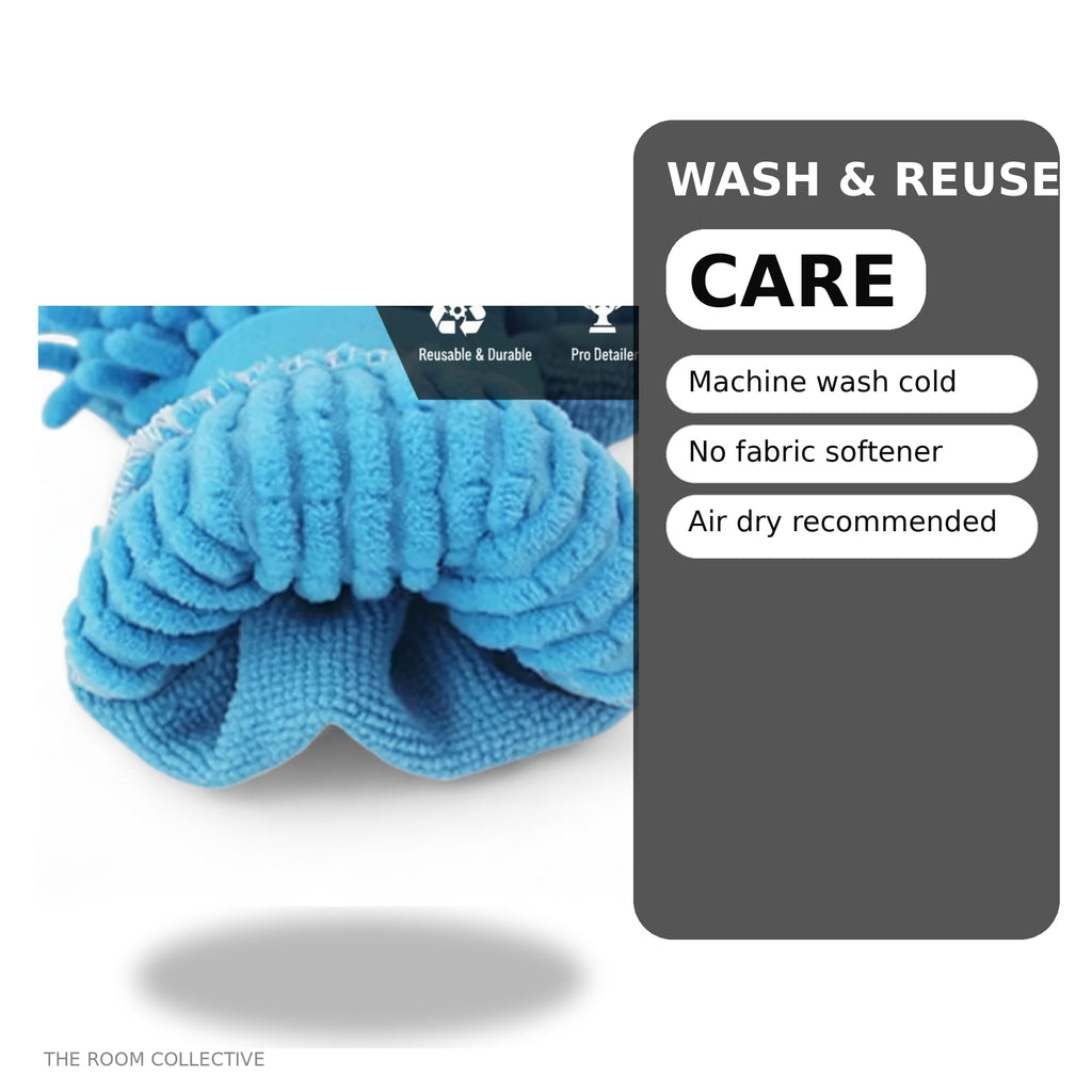 Chenille Microfiber Car Wash Mitt (2 Pack) Dual-Sided Ultra-Soft Scratch-Free Cleaning Glove with Elastic Cuff, Highly Absorbent for Cars, Trucks, Boats & Auto Detailing