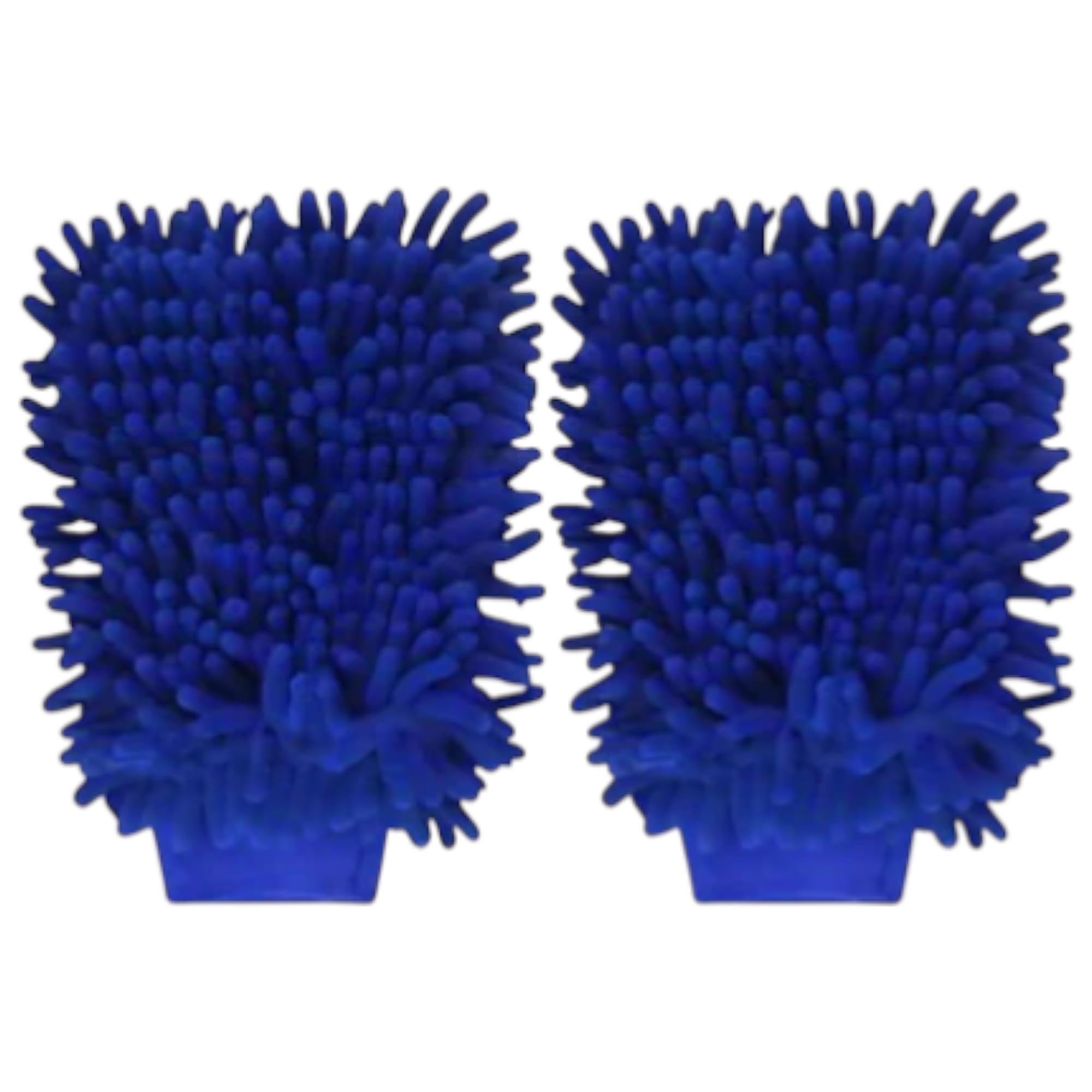 Chenille Microfiber Car Wash Mitt (2 Pack) – Dual-Sided Ultra-Soft Scratch-Free Cleaning Glove with Elastic Cuff, Highly Absorbent for Cars, Trucks, Boats & Auto Detailing (Dark Blue)