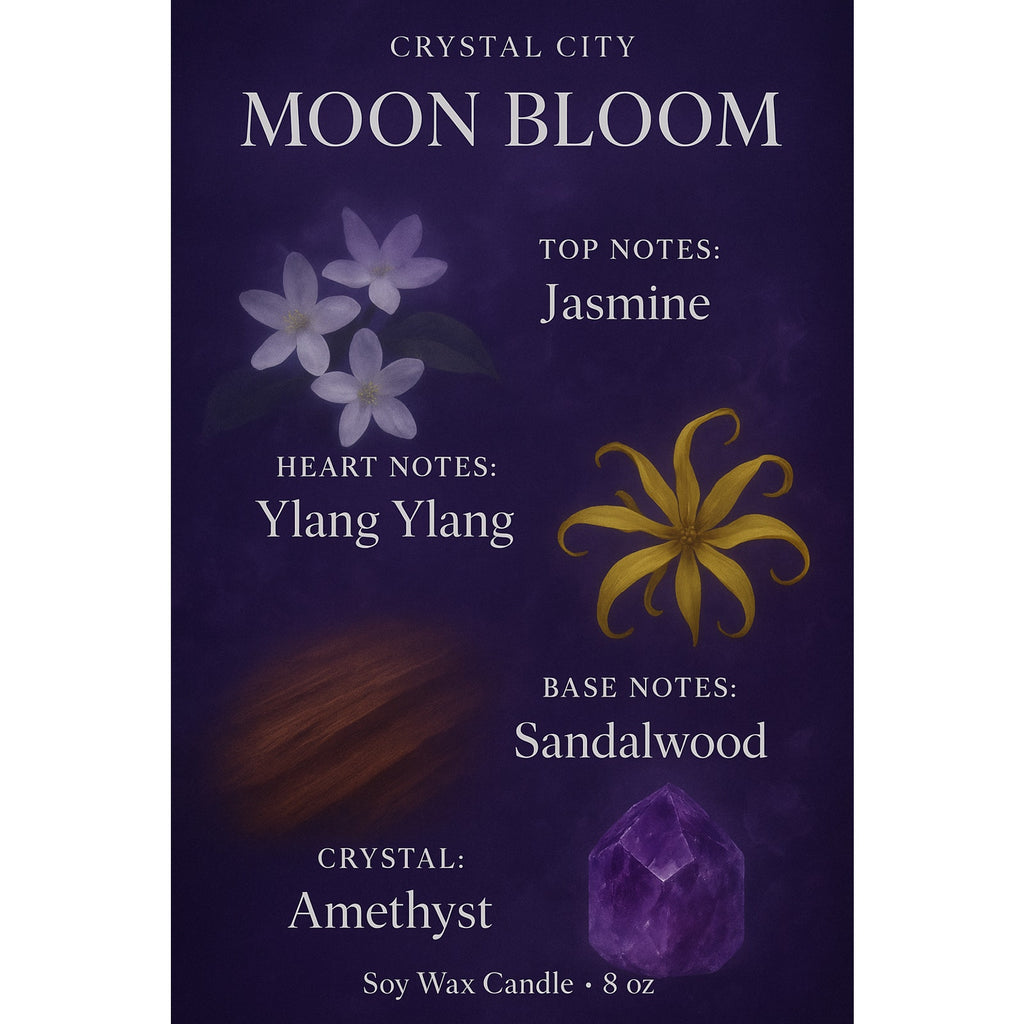 Moon Bloom Luxury Soy Wax Crystal Candle  8 oz