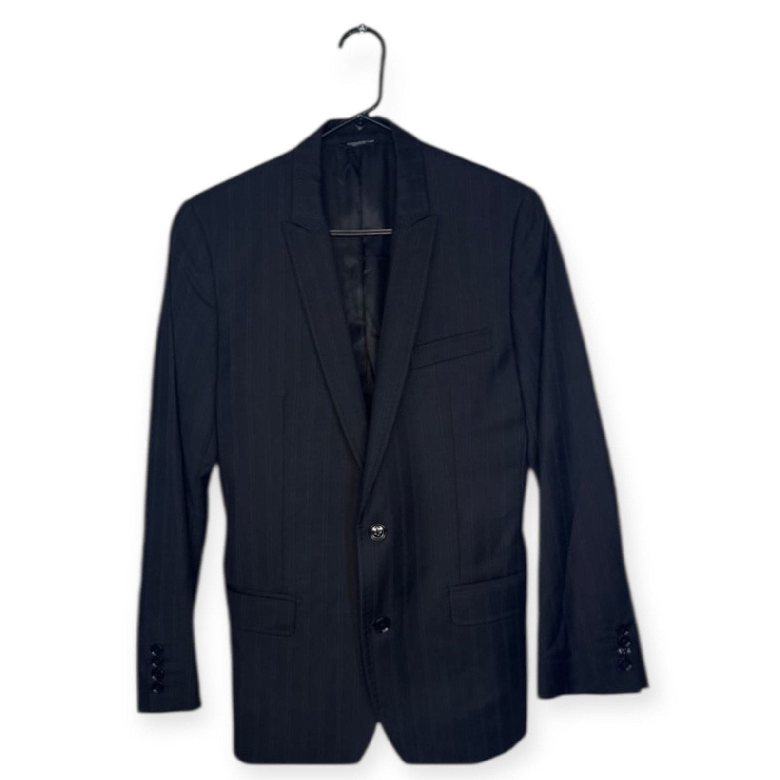 Dolce & Gabbana Men's Black Pinstripe Virgin Wool Suit Jacket Blazer