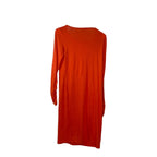 Susan Graver Liquid Knit Orange Ruched Embellished Long Sleeve Dress