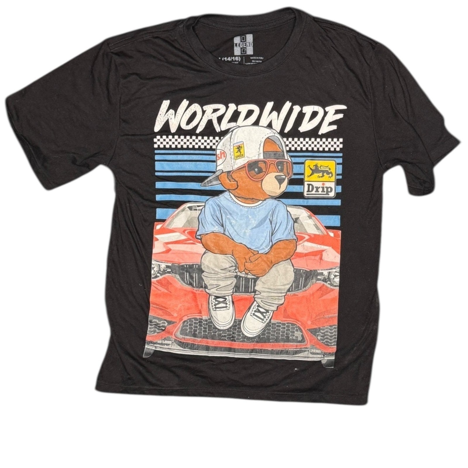 Launder Bailey OG Legend Worldwide Drip Bear Graphic T-Shirt Boy's Size 14/16