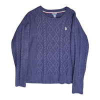 U.S. Polo Assn. Women's Cable Knit Crew Neck Sweater Navy Blue Large U.S. Polo Assn.